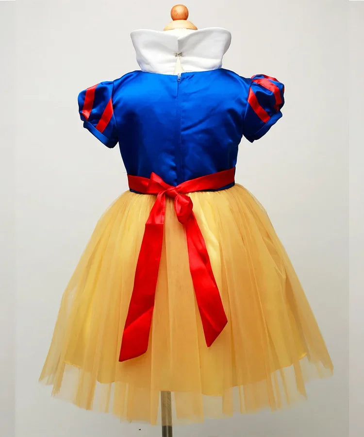 Snow White Princess Dress Up Kids Girls Halloween Costume With Cape Toddler Birthday Party Role Playing Children Apparel Clothes
