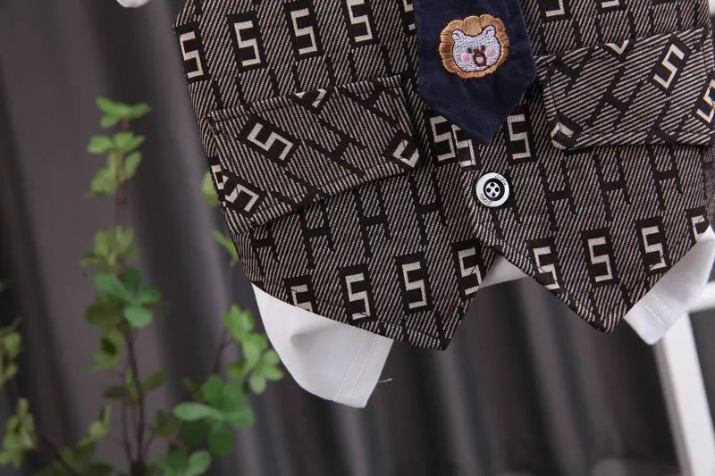 Children Boys Cotton Clothes Outfits Gentleman Tie Patchwork Vest T-Shirt 2pcs/Set Toddler Kids Clothing Sets Suit 0-5 Years