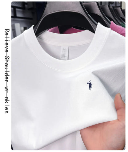 100% cotton high-end short sleeve T-shirt summer designer brand pony embroidery round neck top fashion casual golf men's wear
