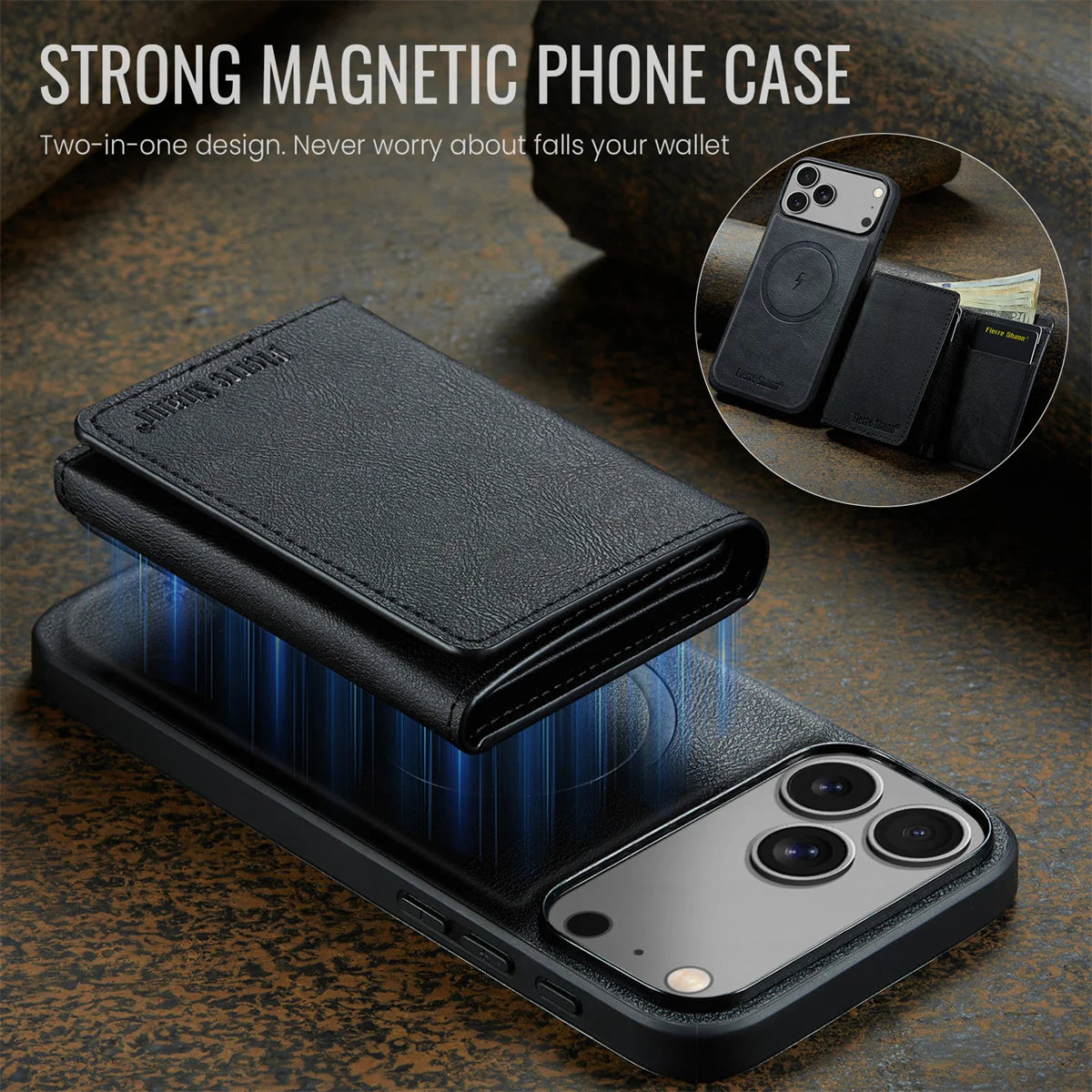 Wallet Cards Slot Leather Phone Case for IPhone 17 Air 17 Pro Max 15 16 Plus 14 13 12 11 Magnetic Magsafe Kickstand Back Cover