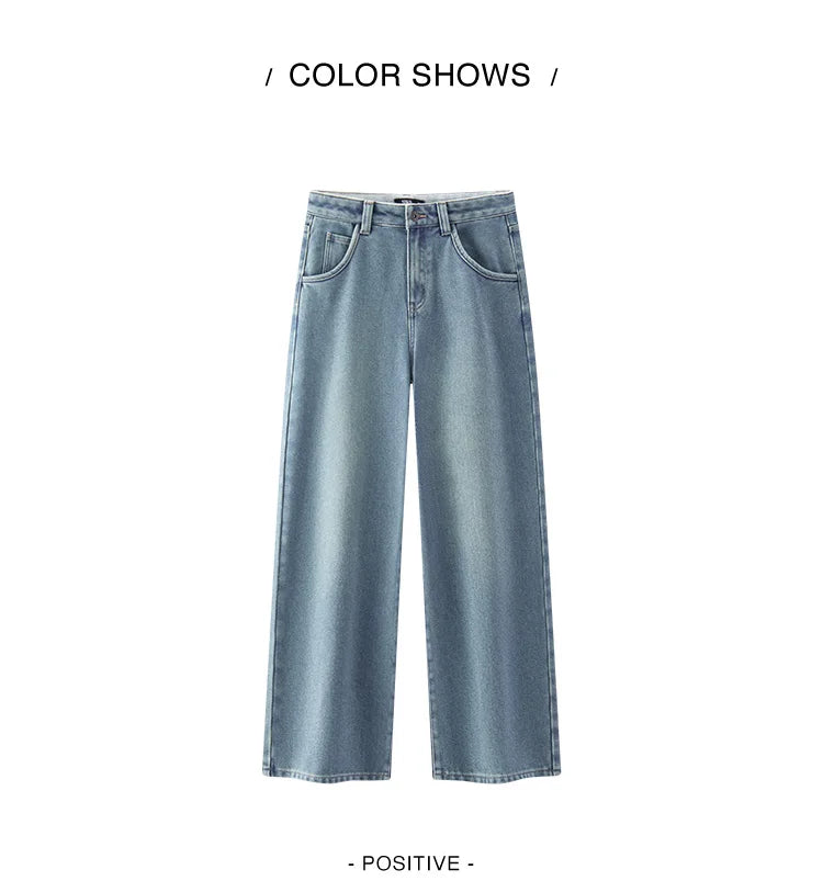 Semir Jeans Women Wide Leg Fleece Lined Comfortable High Waist Winter 2025 New Floor-Length Pants with Leg-Elongating Effect
