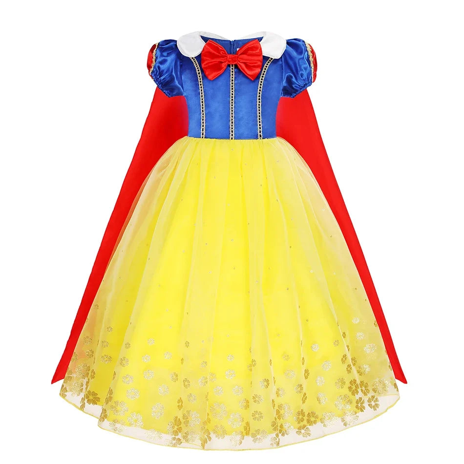 Deluxe Snow White Gown Set with Accessories Princess Costume Fairy Cosplay for Girls Kids Toddler Carnival Party Vestido