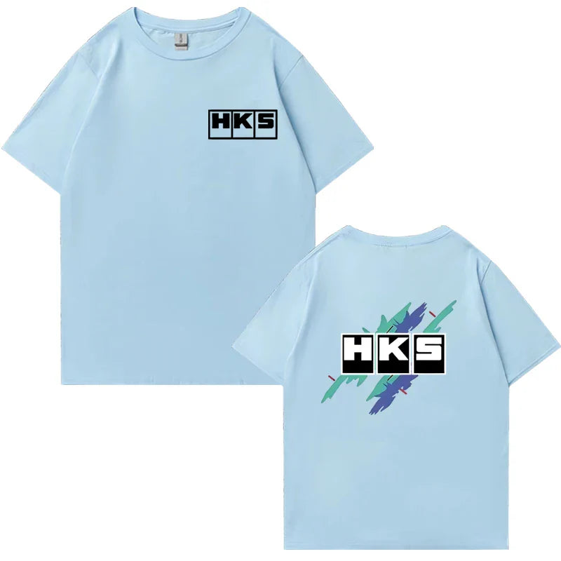 Japanese JDM Improved HKS Endless Car Graphic short sleeve t-shirts Cotton Men Women Oversized Tee shirt Double Sided Unisex Top