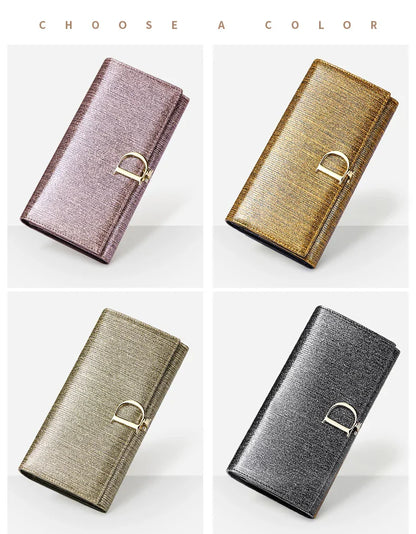 2025 New Women's Wallet, Long Wallet, Pearl D-Buckle, Large Capacity, Multiple Slots, Genuine Cowhide Wallet, Clutch Bag