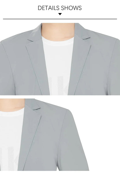 Brand Summer Men Blazers Gray Solid Color Thin Anti Wrinkle Quick Drying Soft Business Suit Blazer Jacket for Man