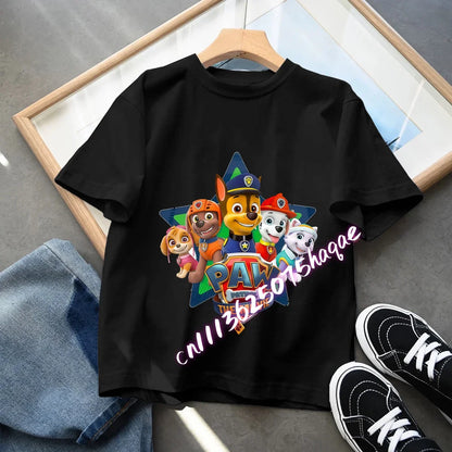 Summer PAW Patrol Children T-Shirts Cartoon Chase Skye Short Sleeves Top Tees Fashion Anime Girls Boys Shirts Kids Clothes Gift