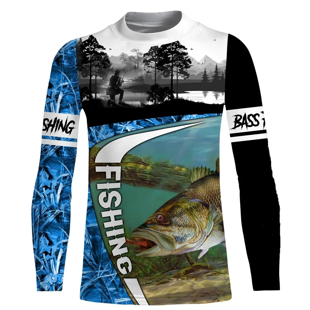Fishing Shirts Men's T-Shirts Long Sleeve Mens Clothes Autumn Streetwear Crew Neck Pullovers Mens T Shirt Casual Men Clothing