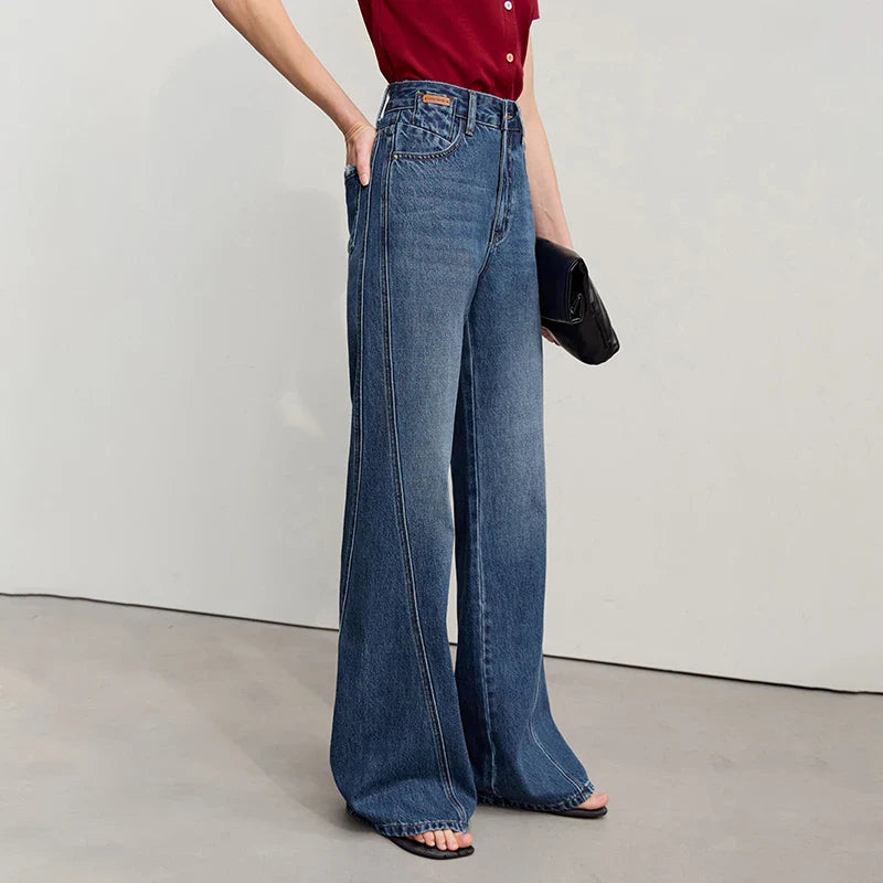 Women's Jeans 2026 Spring New Casual Cotton Denim Flared Long Pants Retro Loose Commuter Versatile Woman Trousers 12651025