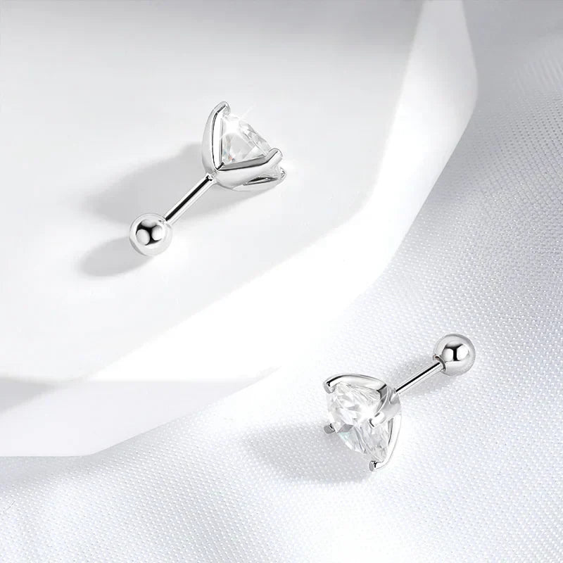18k Plated 0.2-2ct Moissanite Stud Earrings for Women Solid 925 Sterling Silver Lab Diamond Screw Back Ear Stud Jewelry