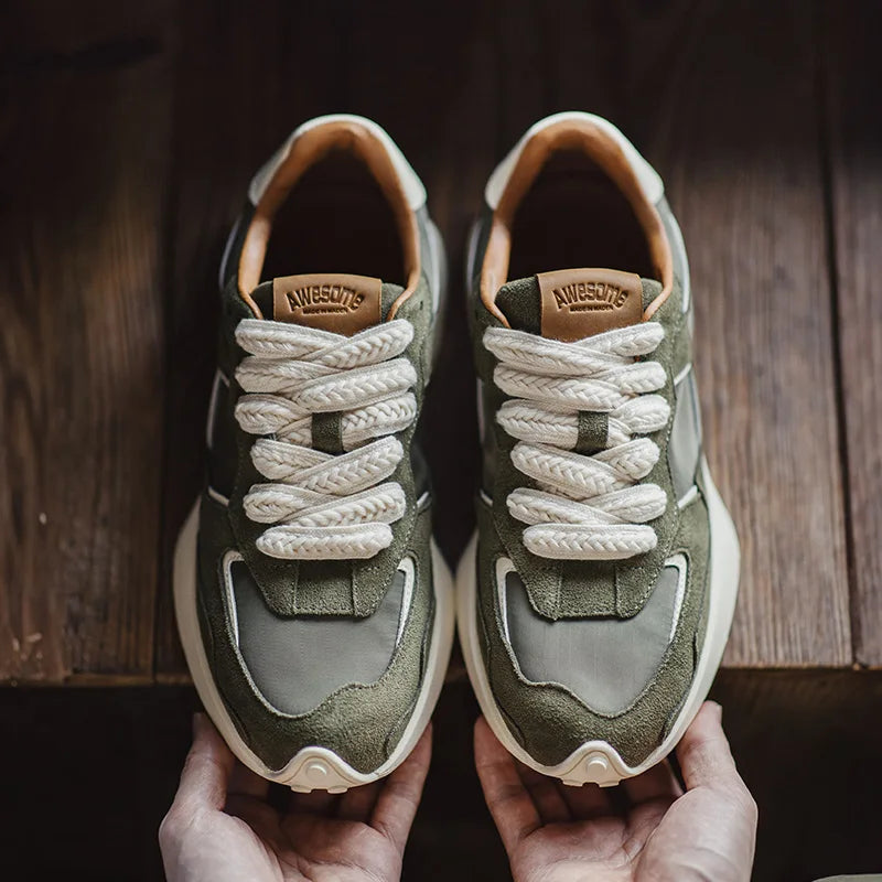 Men's Casual Sports Jogging Sneakers Versatile Comfortable Breathable Shoes Rubber Sole Color-Blocked Shoes for Spring