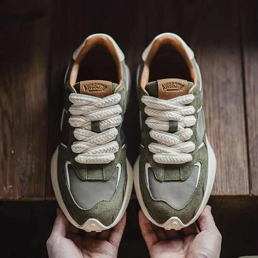 Men's Casual Sports Jogging Sneakers Versatile Comfortable Breathable Shoes Rubber Sole Color-Blocked Shoes for Spring
