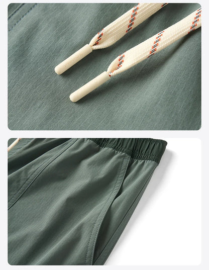 2025 Summer New 145gsm Elastic Fabric Beach Shorts Men Contrast Color Drawstring Athletic Shorts
