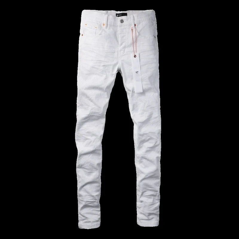 Spring New Men's White Skinny Jeans High Quality Slim Fit Trousers Streetwear Hip Hop Style Casual Fashion Stretch Denim Pants