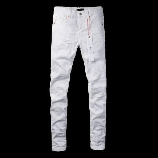 Spring New Men's White Skinny Jeans High Quality Slim Fit Trousers Streetwear Hip Hop Style Casual Fashion Stretch Denim Pants