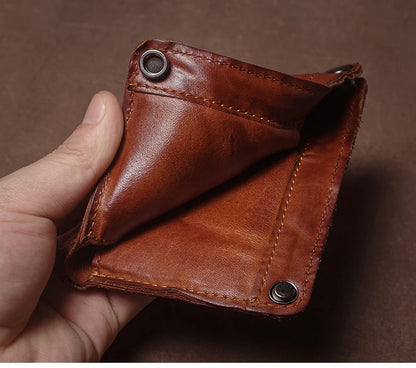 Luxury Brand Men's Genuine Leather Wallet High Quality Vintage Bifold Money Clip Credit Card Holder with Zipper Coin Pocket