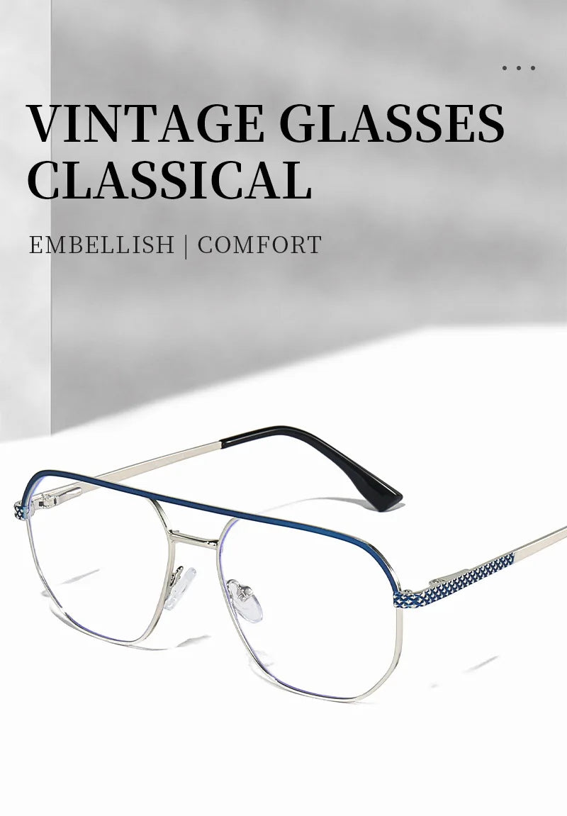Fashion Metal Eyeglasses Frames New Double-Beam Eyeglasses Frames Anti-Blue Light Eyeglasses Customizable Prescription