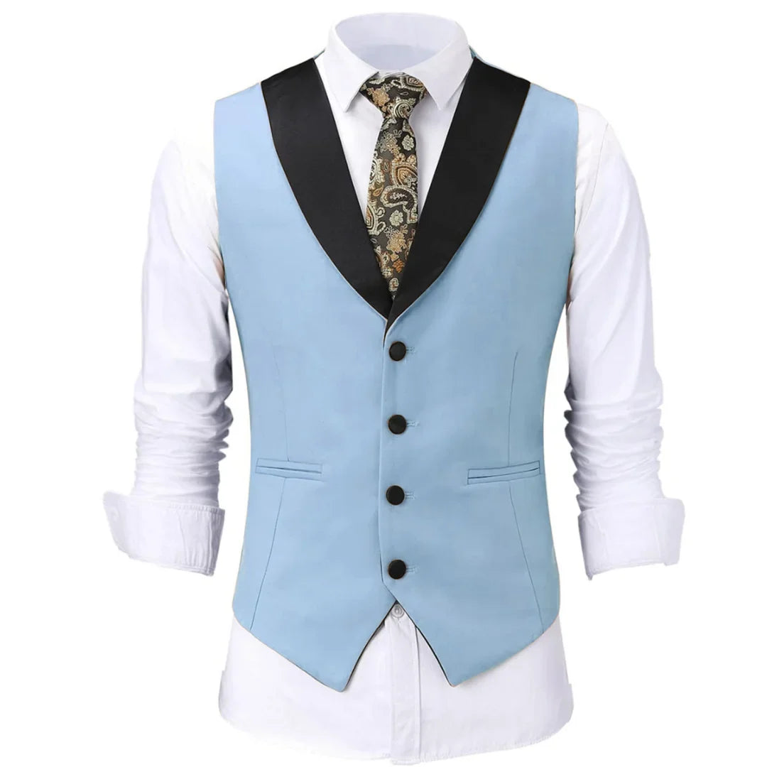 Men Vest White Single Button With Black Lapel Waistcoat For Wedding Birthday Banquet Party Business Work Daily Men Suit Vest