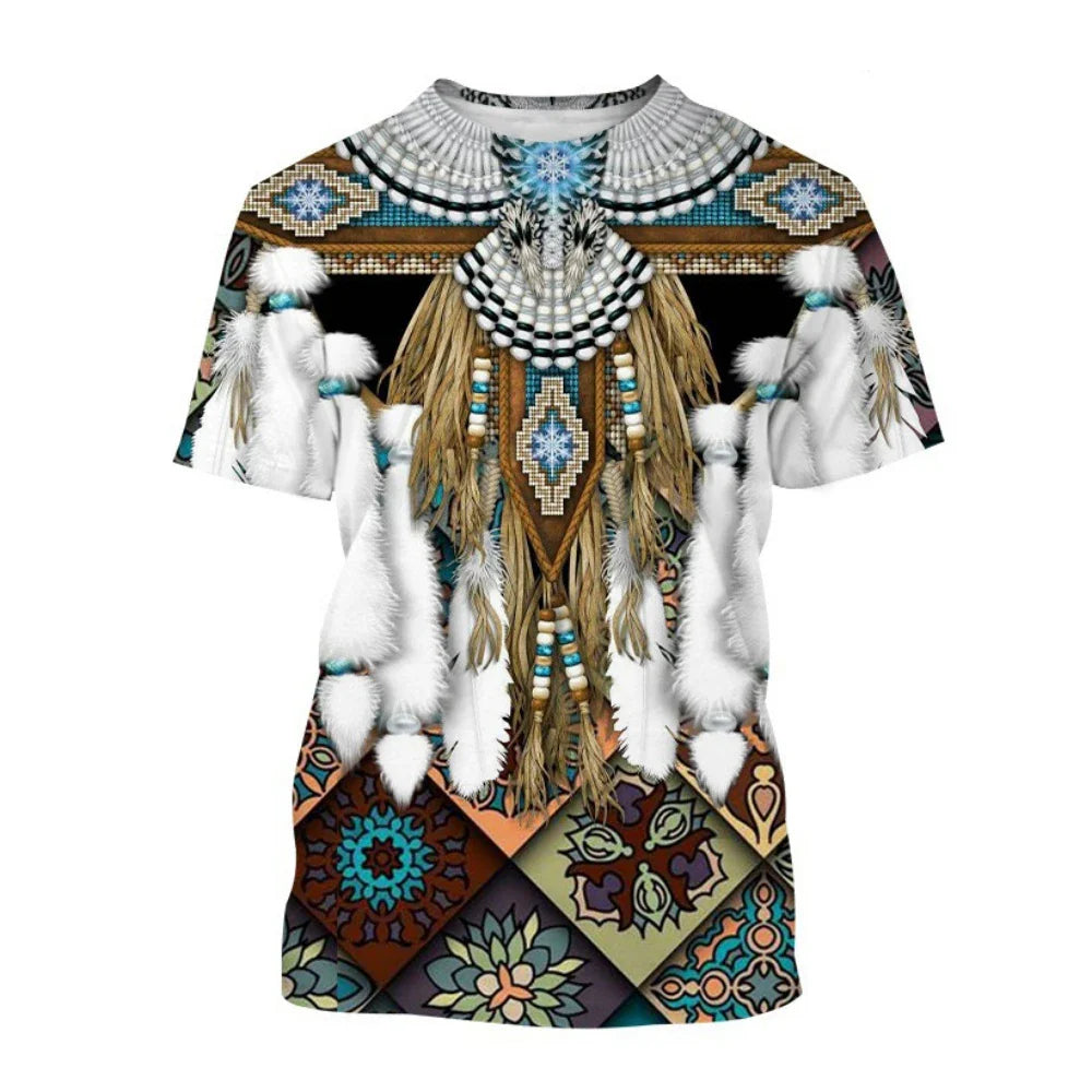 Summer Indian Ethnic Style 3D Print T-Shirts Streetwear Men Fashion Harajuku Casual Oversized O-Neck T Shirt Tees Tops