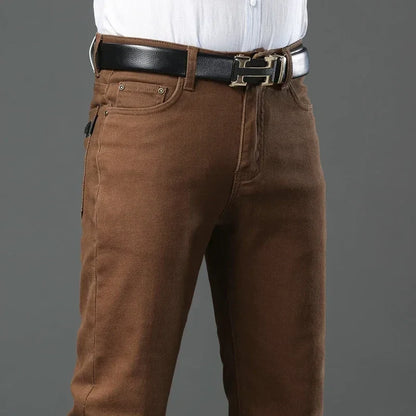 Spring Autumn Fashion Brown Business Casual Stretch Denim Pants Male Brand Trousers Men's Clothing Slim Jeans Plus Size 28-44