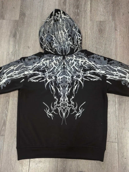 Mens Hoodie Harajuku Y2K Streetwear Lightning Graphic Print Zip Up Hooded Sweatshirt Gothic Punk Loose Fit Glow Unisex Fashion