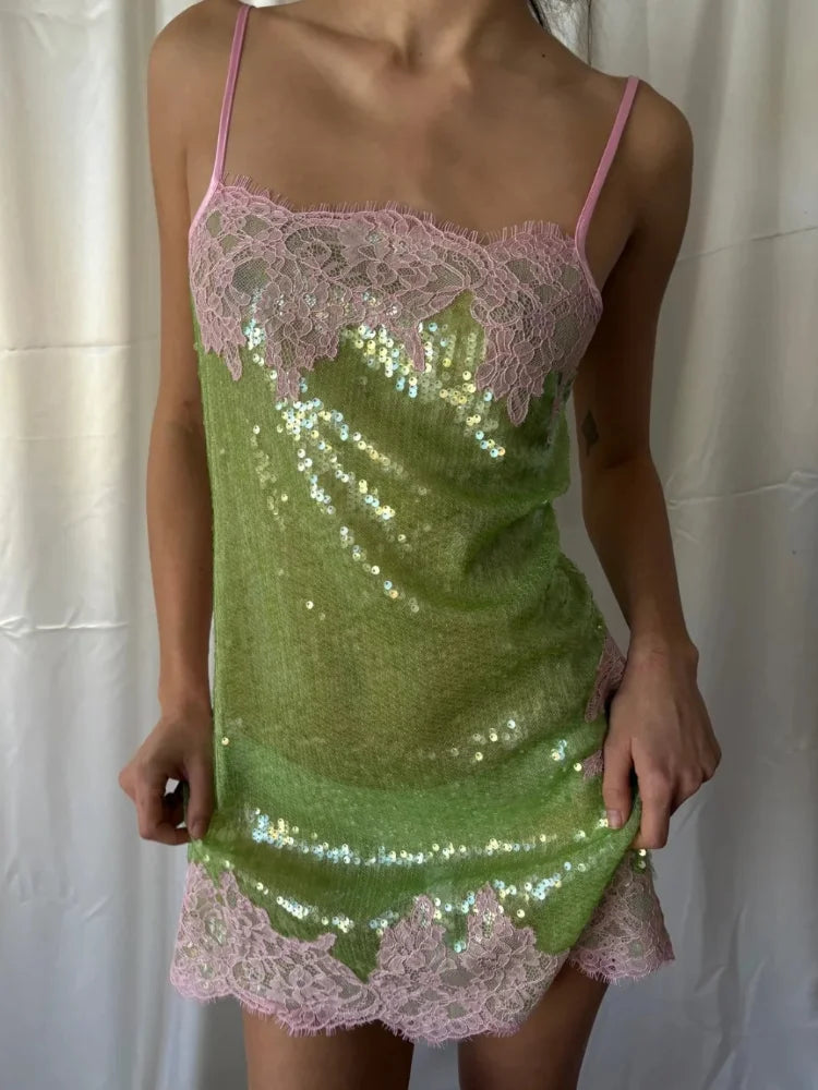 Sexy Sequin Backless Sleeveless Dress Women Chic High Waist Bodycon Sling Mini Dresses 2026 Lady Beach Vacation Party Club Wear