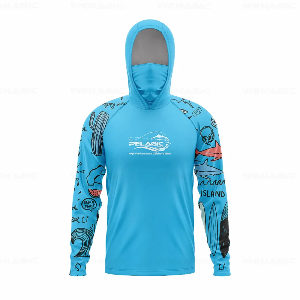 Men Hood Fishing Shirt long sleeve Fishing clothing fishing t shirt uv protection fishing shirt Fishing Apparel