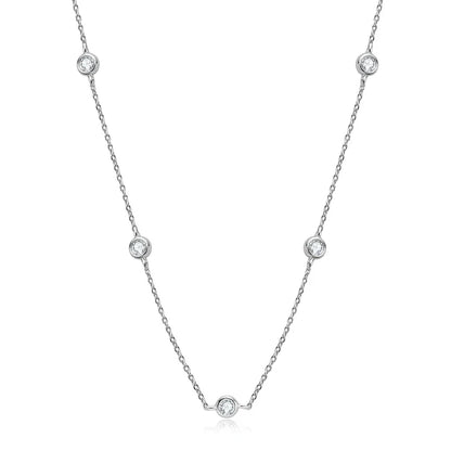 925 Sterling Silver Necklaces Round Cut 2.5mm/4mm Bezel Moissanite Choker Necklace for Women Multilayer Neck Jewelry