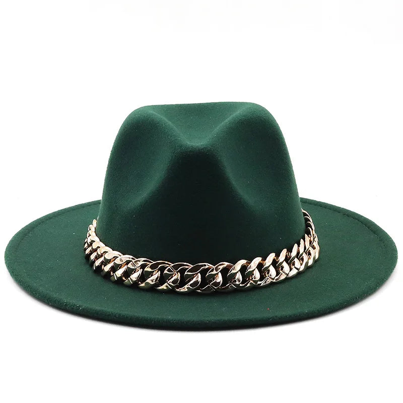 Hat For Women Autumn Winter New Party Jazz Fedora Hats With Fashion Luxury Oversized Chain Accessory Bag Two-piece Set