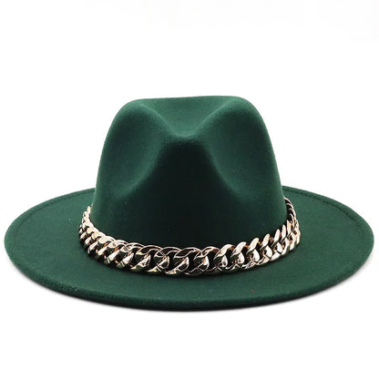 Hat For Women Autumn Winter New Party Jazz Fedora Hats With Fashion Luxury Oversized Chain Accessory Bag Two-piece Set