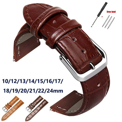 Genuine Calfskin Strap Slub Pattern Watch Accessories 10/12/13/14/15/16/17/18/19/20/21/22/24mm Universal Watchband/