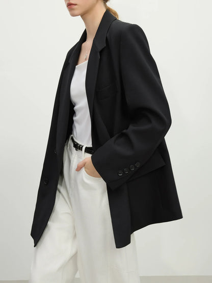 Chic Double-breasted Casual Blazer Jacket for Women Spring 2025 New Style High-end Loose Lazy Style Top 25FS11097