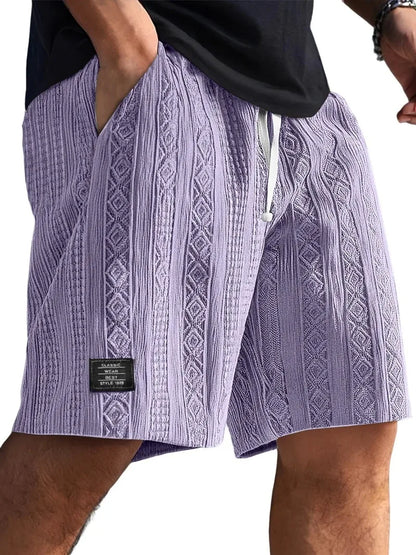 Men's Jacquard Casual Shorts Summer Harajuku Solid Sweatpants Fashion Men Short Pants Retro Men Clothes Roupas Streetwear New