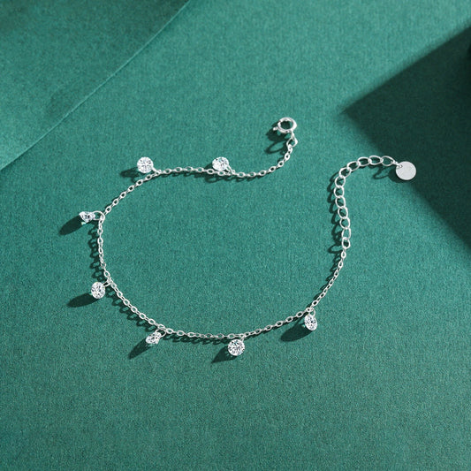 Charm en argent sterling 925 véritable, bracelet élégant avec dix cœurs en zircone cubique transparente, pour femmes et filles, bijoux fins pour mariage