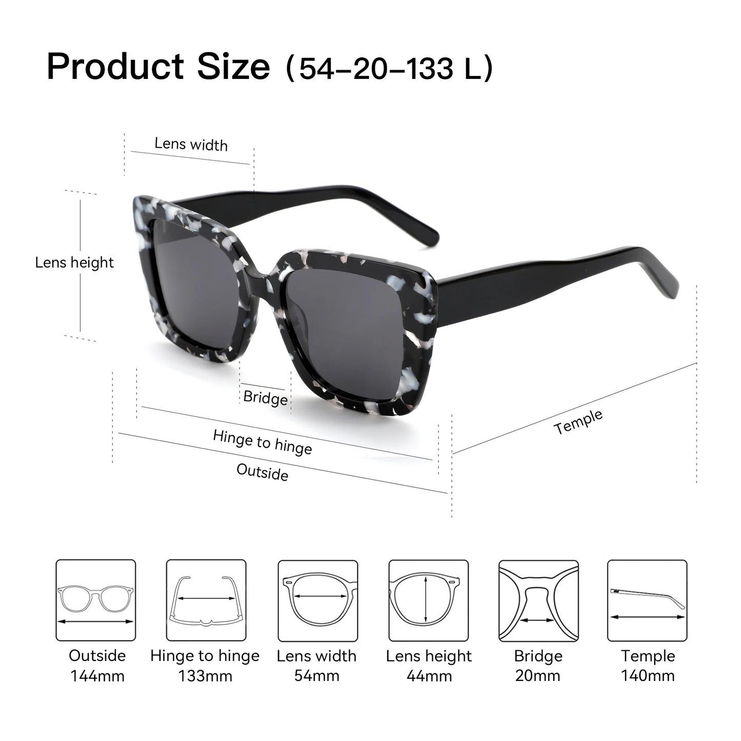 2026 New Square Polarized Sunglasses Women Thick Frame UV400 Protection Acetate Sun Glasses for Ladies Shopping Gift