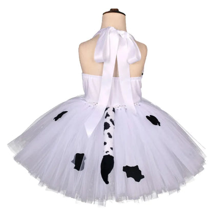Baby Girls Halloween Animal Cosplay Costume Kids Forest Theme Giraffe Cows Tiger Leopard Zebra Print Tutu Dress Birthday Party