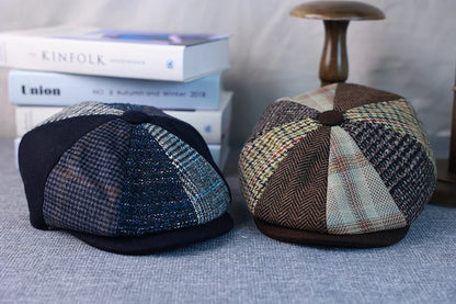 Spring Autumn Winter Men Classic Splicing Octagonal Hats Retro British Newsboy Cap Gatsby Woman Men Beret Caps  005
