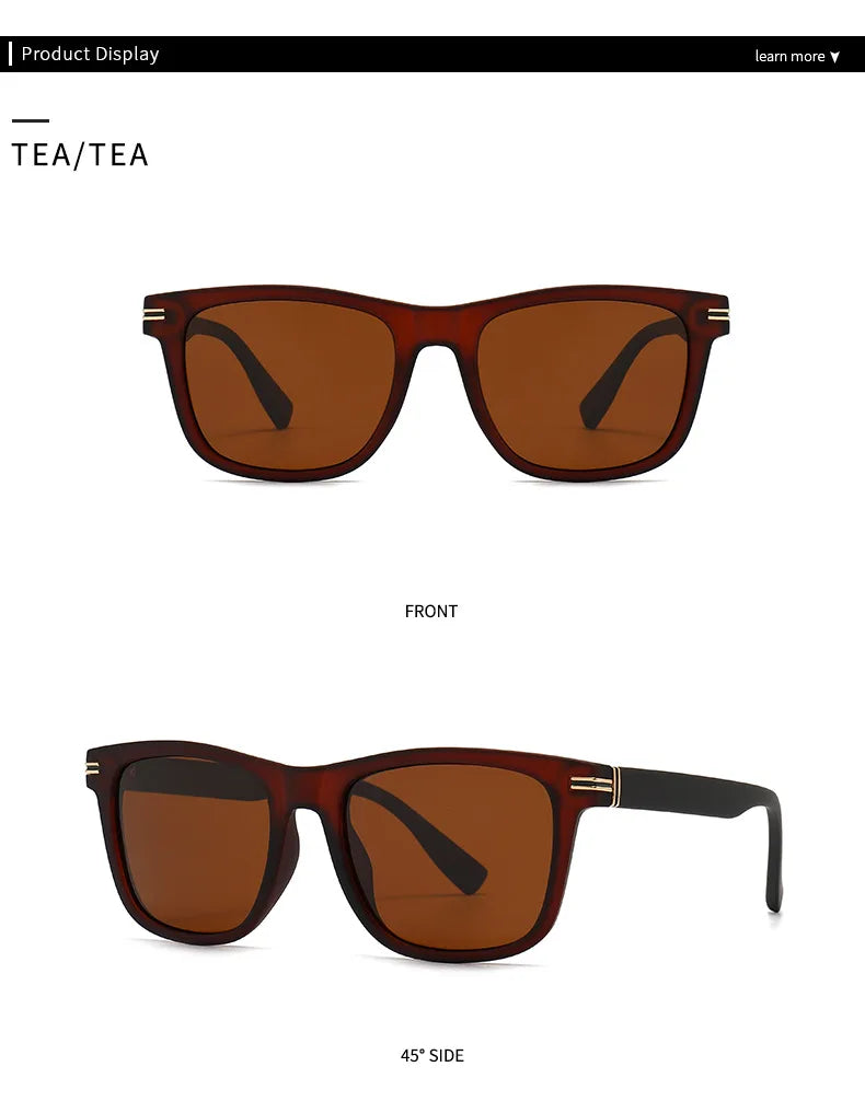 Trending Square Men Punk Rivets Sunglasses Retro Dark Green Eyewear Women Shades UV400 Polarized Sun Glasses