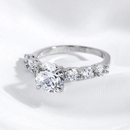 3.2CTTW Full Moissanite Wedding Rings for Women 7 Stones Sparkling Lab Diamond Band with Certificate S925 Sterling Silver