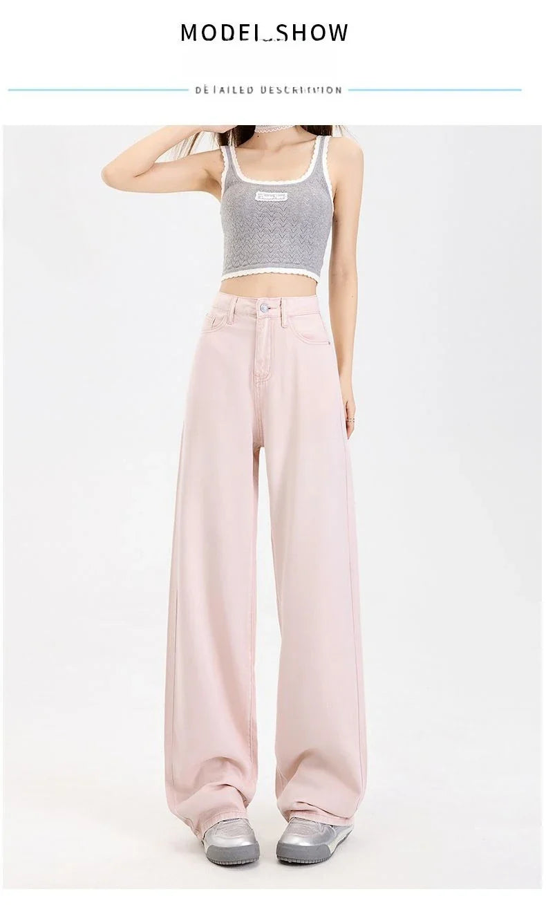 Woman Jeans 100% Lyocell Breathable Denim Wide Leg Towel Sweep drape loose 2025 Summer ice silk Baggy Famale Denim Pants 5 Color