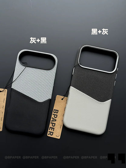 Case For iPhone 17 Pro Max Air Leather and Fabric Splicing Texture Card Insertion Magnetic Phone Cover For iPhone 17 Pro Shell