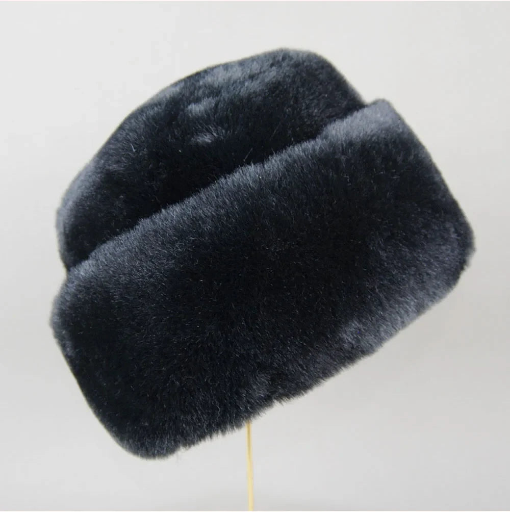 New Winter Outdoor Women Fake Real Rabbit Fur Hat Natural Warm Rabbit Fur Bomber Hats Male Quality Fake Rabbit Fur Caps