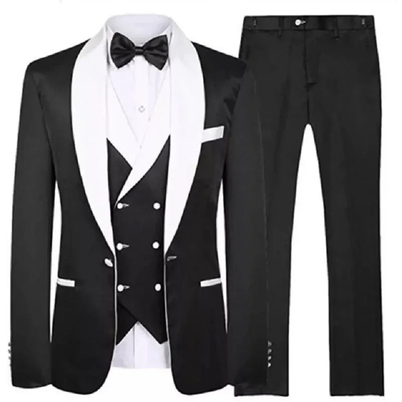 Tailor Made blue Men's Suits Groom Tuxedos Peak Lapel Best Man Suits Mens Wedding Suits (Jacket+Pants+Vest)