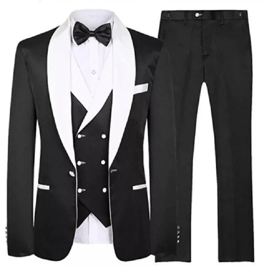 Tailor Made blue Men's Suits Groom Tuxedos Peak Lapel Best Man Suits Mens Wedding Suits (Jacket+Pants+Vest)