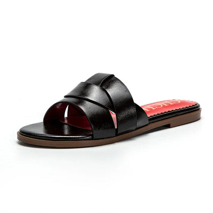 Women's Slippers Luxury brand PU Material Outdoor Flat Bottom Beach Tourism Summer Women's Slippers  2024 summer