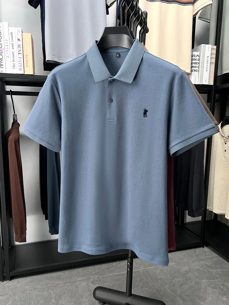 Designer brand 100% cotton short sleeve polo shirt luxury fashion pony embroidery men's business leisure summer new Paul T-shirt