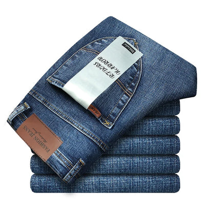 Models Spring Autumn Business Jeans Men Casual Straight Stretch Fashion Classic Work Denim Trousers Brand Clothing