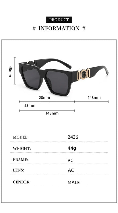 INS 2026 New Fashion Sunglasses Women Wide-leg Sun Glasses Men Trendy Brand Square Oversized Anti Blue Light Flat Mirror UV400