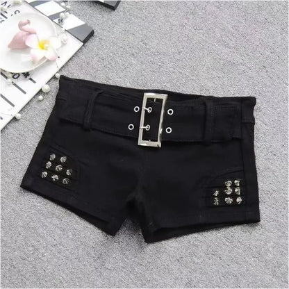 Y2k Streetwear Harajuku E-girl Summer Women 2000s Grunge Kpop Japanese Gyaru Low Rise Jean Shorts Slim Denim Hot Pants Trashy