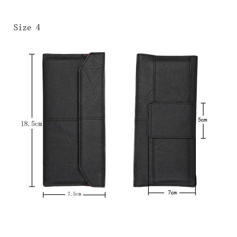 Genuine Leather Slim Phone Pouch Case For iphone 14 13 12 Pro Max Samsung S23 S22 Ultra Belt Clip Holster Cover Bag 4.7-7.2 inch