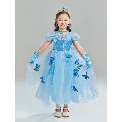 Kids Girls Cosplay Costume Children Summer Pageant Fantasy Cinderella Carnival Clothes Princess Birthday Dress 2-10 Yrs Clothes